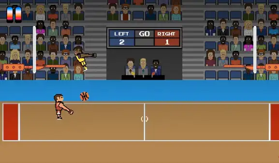 Basketball Slam Dunk gameplay screenshot showing two players competing near the hoop