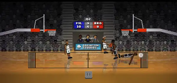 Two players competing for the ball in Bouncy Basketball