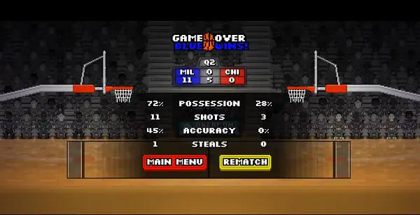Game win screen in in Bouncy Basketball