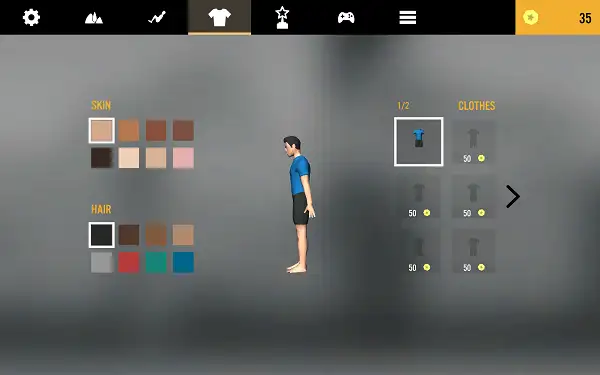Skin selection screen in Flip Spot