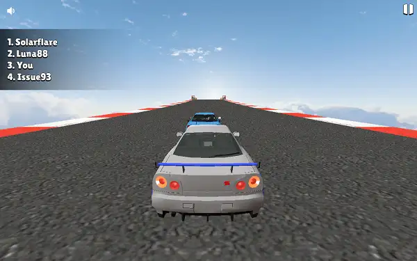 Sky Riders gameplay screenshot showing a vehicle racing across a floating sky track