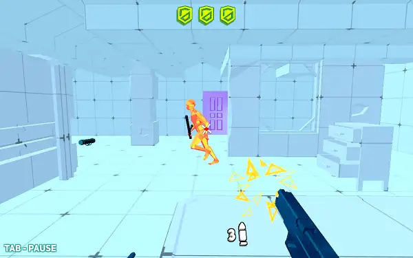 Time Shooter 3: SWAT gameplay screenshot showing time frozen mid-battle