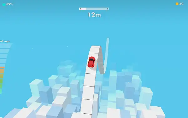 Turbo Flip gameplay screenshot showing a car mid-flip over a ramp