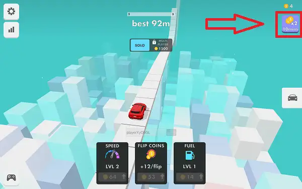 Coin booster is showing in Turbo Flip