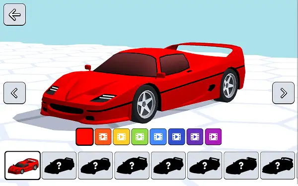 Survival Race Car Selection Screen